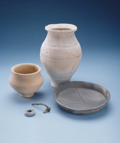 Beaker, platter, pot, brooch and bead: grave goods from a woman